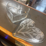 Heart Glass Covered Trinket Dish