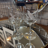 Etched Bird Stem Wine Glass