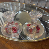 2pc Set Depression Glass Candle Holder