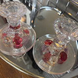 2pc Set Depression Glass Candle Holder