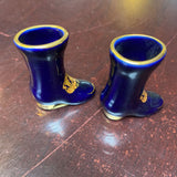 Set of 2 Porcelain Mini Boots w/22K Gold Trim by Limoges