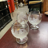 Etched Ship Glass Brandy Sniffer