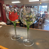 Floral Painted Balloon Wine Glass