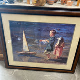 Children & Boat Framed Print