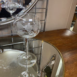 Vintage Etched Floral Wine Glass