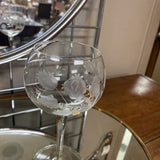 Vintage Etched Floral Wine Glass