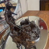 "Farmer Sheep & Sheepdog" Bronze-Effect Figurine by G. Tiney
