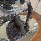 "Farmer Sheep & Sheepdog" Bronze-Effect Figurine by G. Tiney