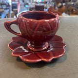 Small Cup & Saucer Camark Art Pottery Lotus Flower