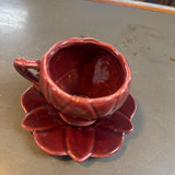 Small Cup & Saucer Camark Art Pottery Lotus Flower
