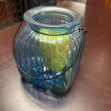 Glass Hurricane w Glass Stones & Candle