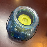 Glass Hurricane w Glass Stones & Candle
