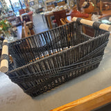Woven Basket w Wood Handles