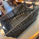 Woven Basket w Wood Handles