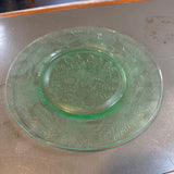 Green Glass Plate w Floral Design