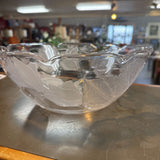 Floral Etched Glass Salad Bowl