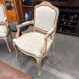 Upholstered Seat & Back w White Washed Light Wood Frame