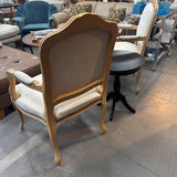 Upholstered Seat & Back w White Washed Light Wood Frame