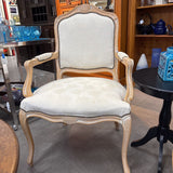 Upholstered Seat & Back w White Washed Light Wood Frame