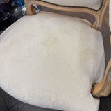 Upholstered Seat & Back w White Washed Light Wood Frame