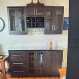 7 Piece Wine Bar with upper Hanging Cabinet