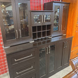7 Piece Wine Bar with upper Hanging Cabinet