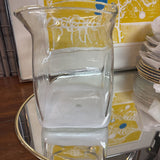 Glass Vase with White Bottom Square