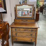 Antique Barley Twist Dresser w/Mirror & 3 Drawers