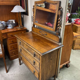 Antique Barley Twist Dresser w/Mirror & 3 Drawers