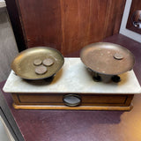 Antique Balance Scale w/Marble Top and Brass Plates