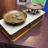 Antique Balance Scale w/Marble Top and Brass Plates