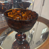 Murano Style Tortoise Shell Glass Pedestal Bowl