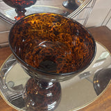 Murano Style Tortoise Shell Glass Pedestal Bowl