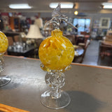 Italian Art Glass Perfume Bottle w Hummingbird Stopper