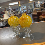 Italian Art Glass Perfume Bottle w Hummingbird Stopper