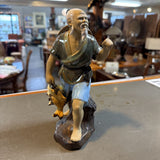 Shiwan Mudman Figurine - Man Carrying Fish