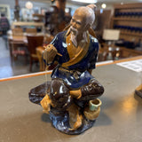 Shiwan Mudman Figurine - Sitting Man w Fish