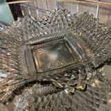 Smoked Cut Glass Square Dish