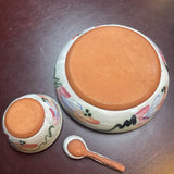 Pottery Serving Bowl, Small Bowl & Serving Spoon