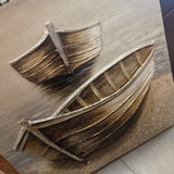 3D Wooden Boats on the Shore Canvas