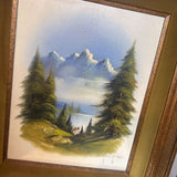 Vintage Landscape Oil Painting - Mountains/Trees/Snow