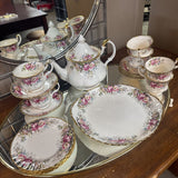 Autumn Roses Tea Set by Royal Albert China - 6 Teacups/3 sm plates/ platter/teapot