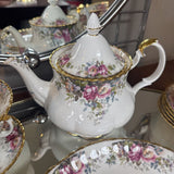 Autumn Roses Tea Set by Royal Albert China - 6 Teacups/3 sm plates/ platter/teapot