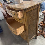 Tiger Oak Bow Front 5 Drawer Dresser