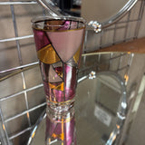 Vintage Ned Harris Tumblers: MCM Pink Stained Glass