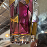 Vintage Ned Harris Tumblers: MCM Pink Stained Glass