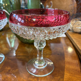 Cranberry Glass Pedestal Bowl