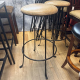 Metal Frame Stools w Leather Seat