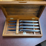 4 Gerber Steak Knives in Wood Box