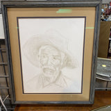 Framed Weathered Cowboy Sketch
